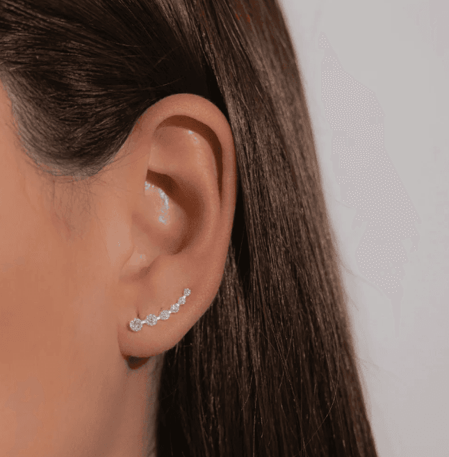 Brinco de prata 925 ear cuff 6 zircônias | Brincos