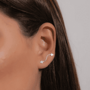 Brinco de prata 925 ear cuff curvado com seta | Brincos