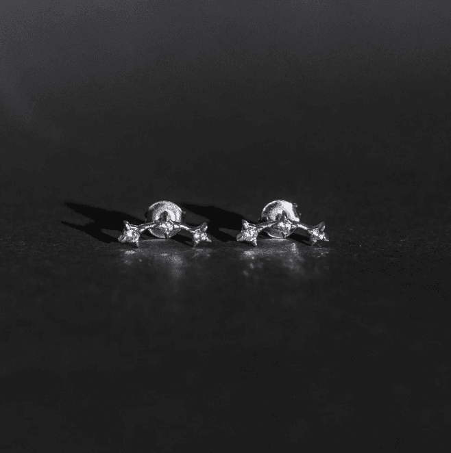 Brinco de prata 925 estrelado cravejado | Brincos