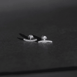 Brinco de prata 925 filete torto cravejado | Brincos