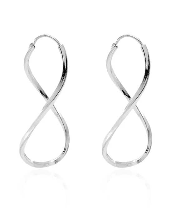 Brinco de prata 925 infinito fio quadrado | Brincos