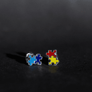 Brinco de prata 925 quebra cabeça simbolo autismo | Brincos