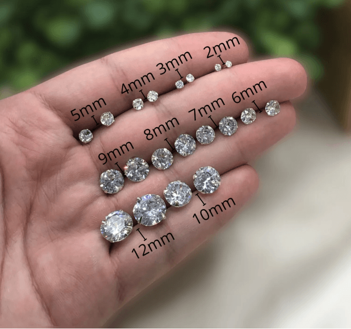 Brinco de prata 925 redondo com zircônia branca | Brincos