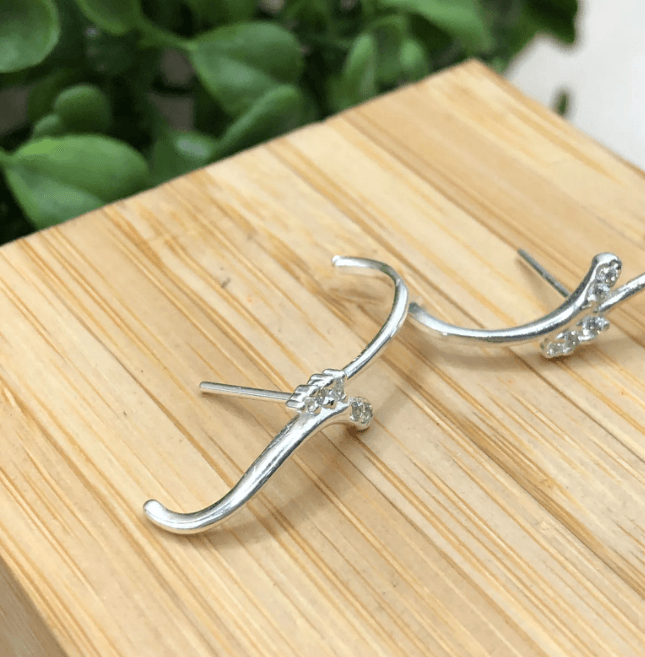 Brinco de prata 925 sofisticado cravejado | Brincos