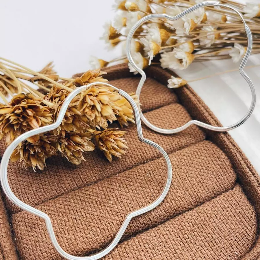 Brinco Prata 925 Argola Flor Vazado Fecho Encaixe | Brincos