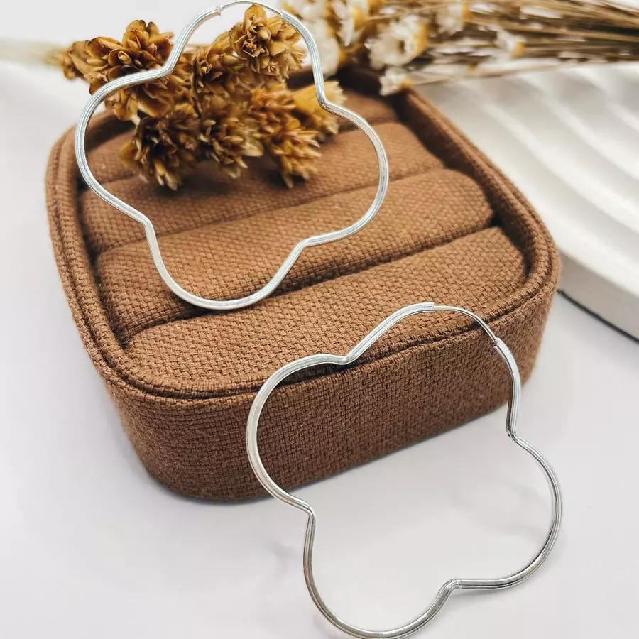 Brinco Prata 925 Argola Flor Vazado Fecho Encaixe | Brincos