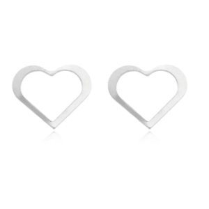 Brinco de prata 925 coração vazado G