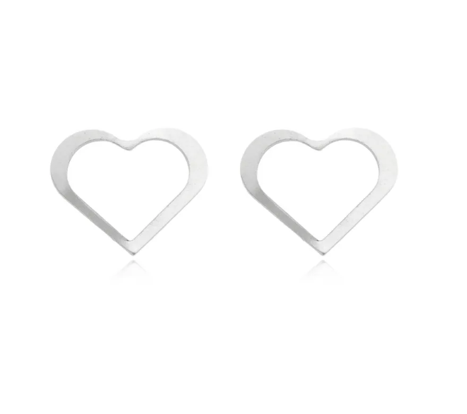 Brinco de prata 925 coração vazado G