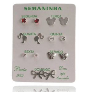 KIT SEMANINHA 05 /PRATA 925 | Brincos