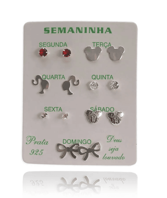 KIT SEMANINHA 05 /PRATA 925 | Brincos