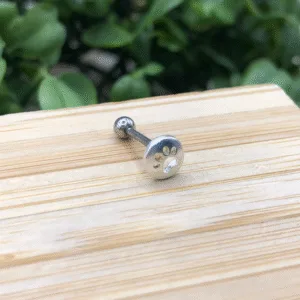 Piercing de prata 925 de furo h7 redondo patinha vazada base bolinha para tragus, helix e tash rock | Piercing