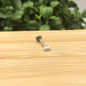 Piercing de prata 925 de furo ponto de luz base reta | Piercing