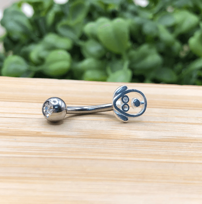 Piercing de prata 925 de furo umbigo cachorro | Piercing