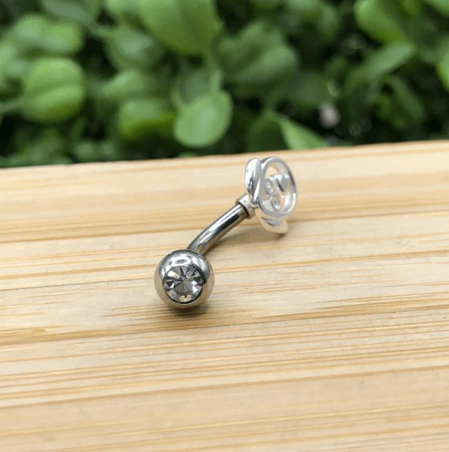 Piercing de prata 925 de furo umbigo cachorro | Piercing