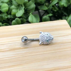 Piercing de prata 925 de furo umbigo guepardo | Piercing