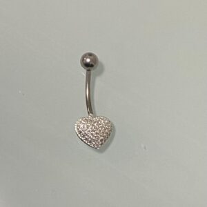 Piercing de prata 925 de umbigo Coração cravejado | Piercing
