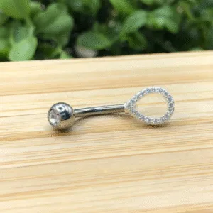 Piercing de prata 925 de umbigo furo gota cravejado | Piercing