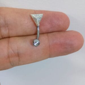 Piercing de prata 925 de umbigo Triangulo cravejado | Piercing
