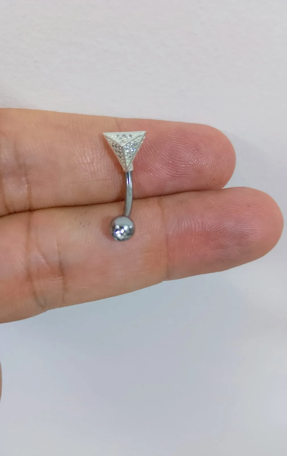 Piercing de prata 925 de umbigo Triangulo cravejado | Piercing