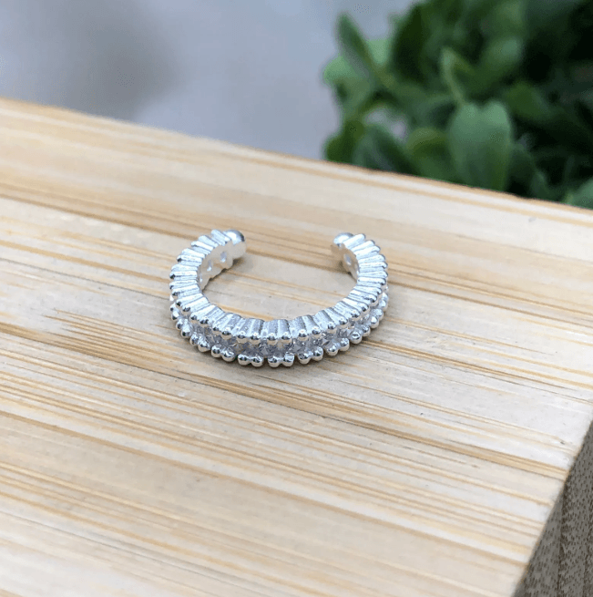 Piercing de prata 925 fake argola cravejada e detalhada | Piercing