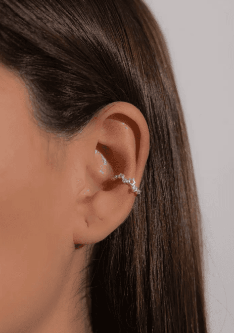 Piercing de prata 925 fake argola estrela e bolinha zircônia | Piercing