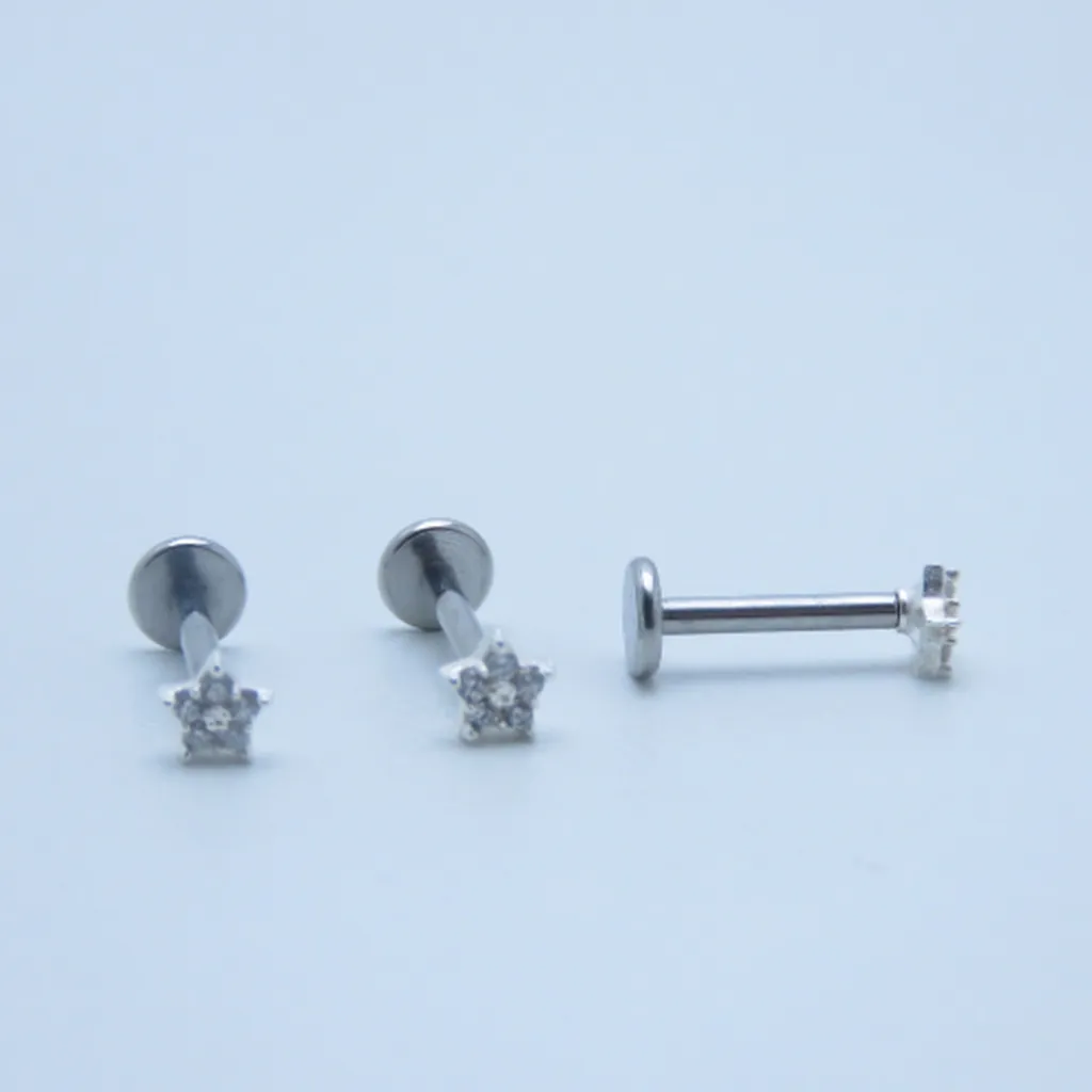 Piercing Tragus Estrela Cravejada em Prata 925 | Piercing