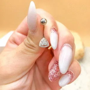 Piercing Umbigo zircônia Triangulo Cravejado Em Prata 925 Legítima | Piercing
