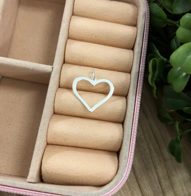 Pingente de prata 925 coração vazado 0,6g 1,2cm | Pingentes