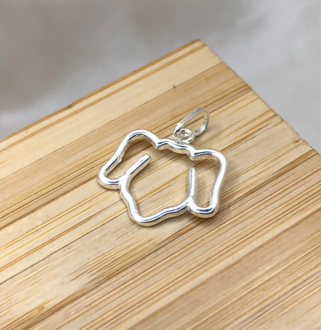 Pingente de prata 925 rosto cachorro vazado | Pingentes