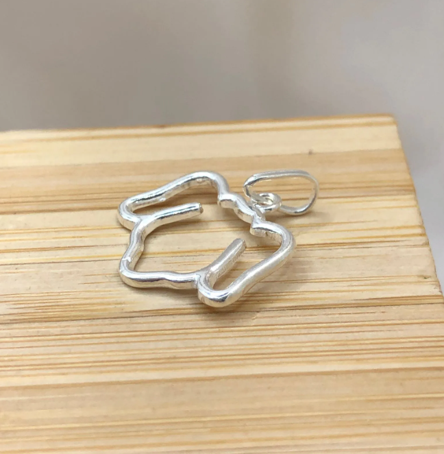 Pingente de prata 925 rosto cachorro vazado | Pingentes