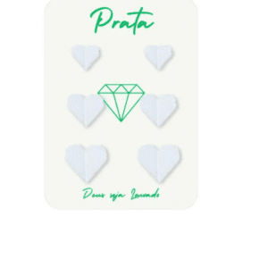 Trio de brincos de prata 925 3 corações origami - 3 tamanhos | Brincos