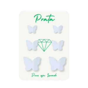 Trio de brincos de prata 925 borboleta origami - 3 tamanhos | Brincos