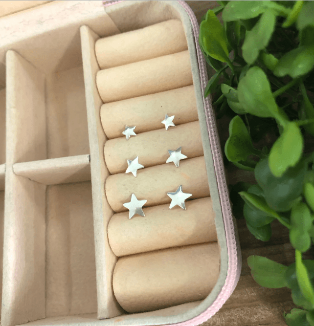 Trio de brincos de prata 925 estrela - 3 tamanhos | Brincos