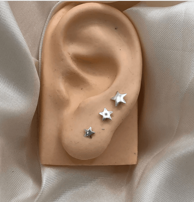 Trio de brincos de prata 925 estrela - 3 tamanhos | Brincos