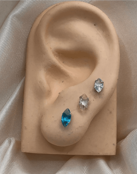 Trio de brincos de prata 925 navete - 3 cores | Brincos