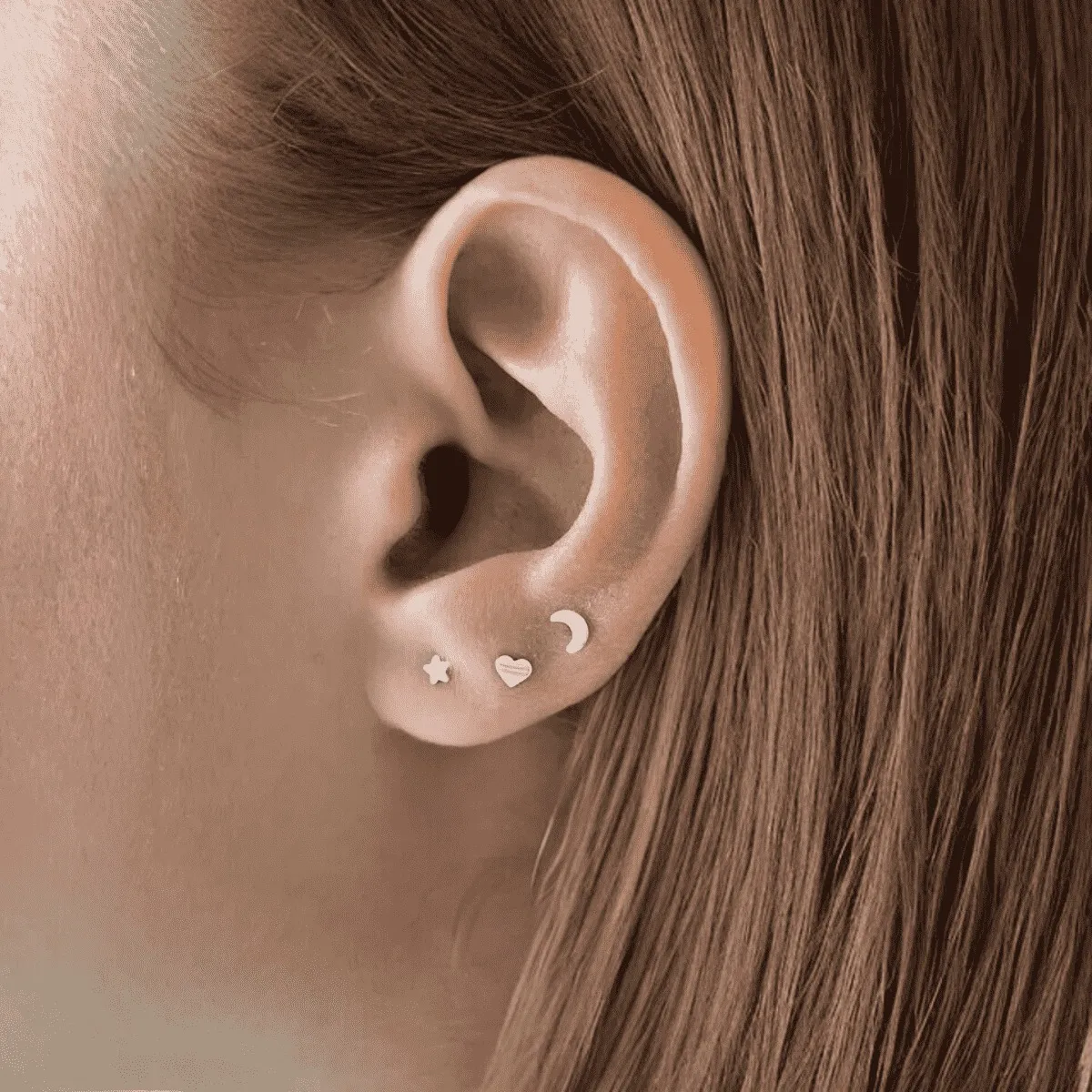 Trio De Brincos Prata 925 Estrela, Coração E Lua | Brincos