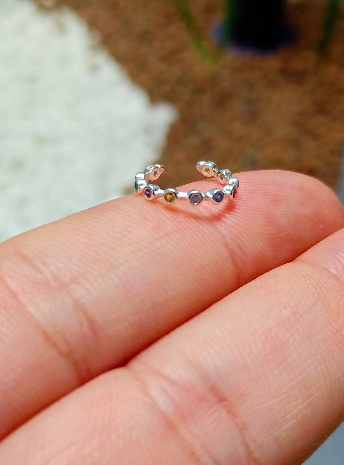 Trio piercing fake Zicornia cravejada prata 925 - Imagem 2