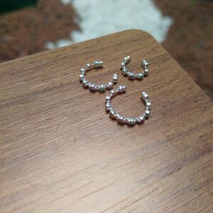 Trio piercing fake Zicornia cravejada prata 925