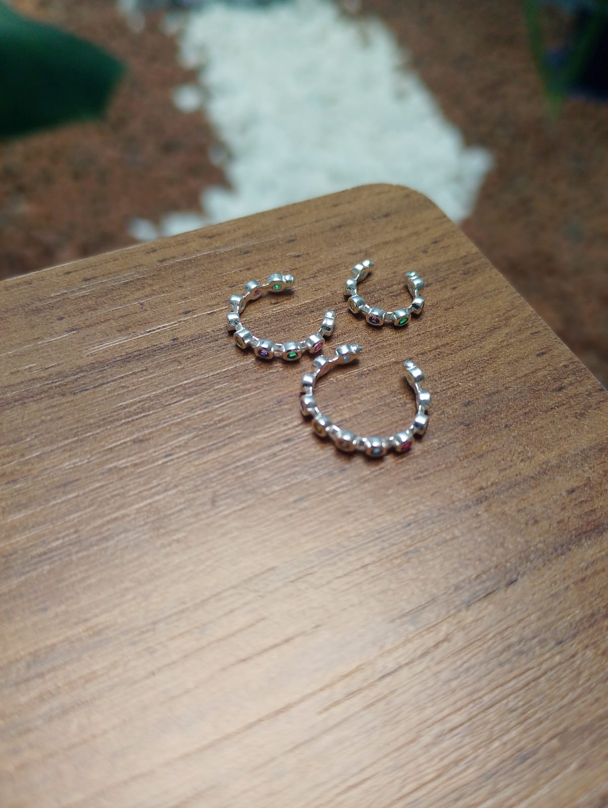 Trio piercing fake Zicornia cravejada prata 925