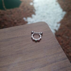 Piercing de prata 925 de furo argola pedra zircônia Colorida para helix e tash rock