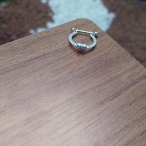 Piercing de prata 925 conch coração cravejado