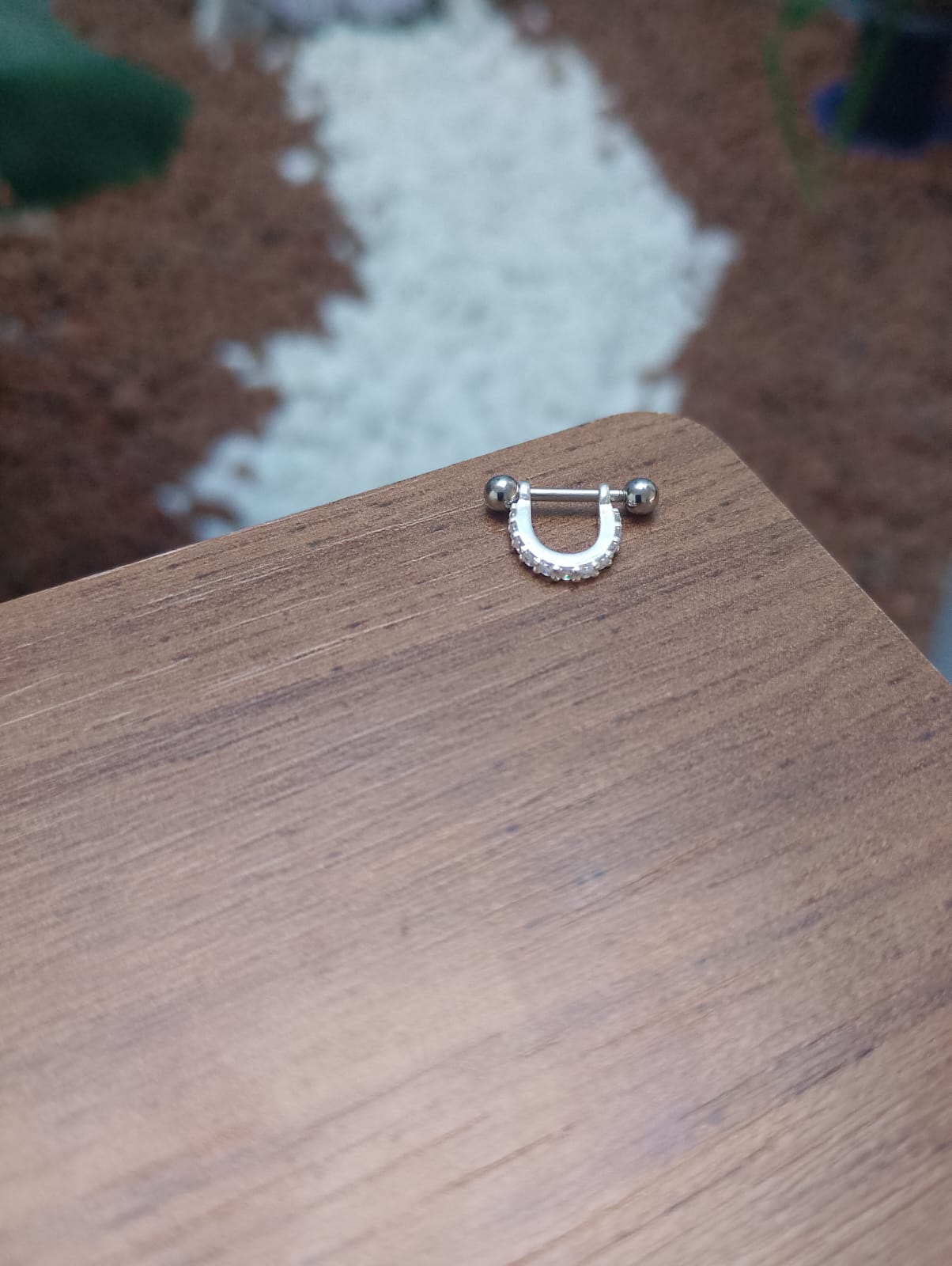 Piercing de prata 925 de furo argola cravejado para helix - Imagem 2