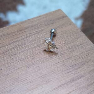 Piercing Cupido Topo Prata 925 Haste Aço Cirúrgico