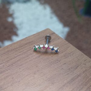 Piercing Cluster Zirconias Coloridas Prata 925 Hélix Conch