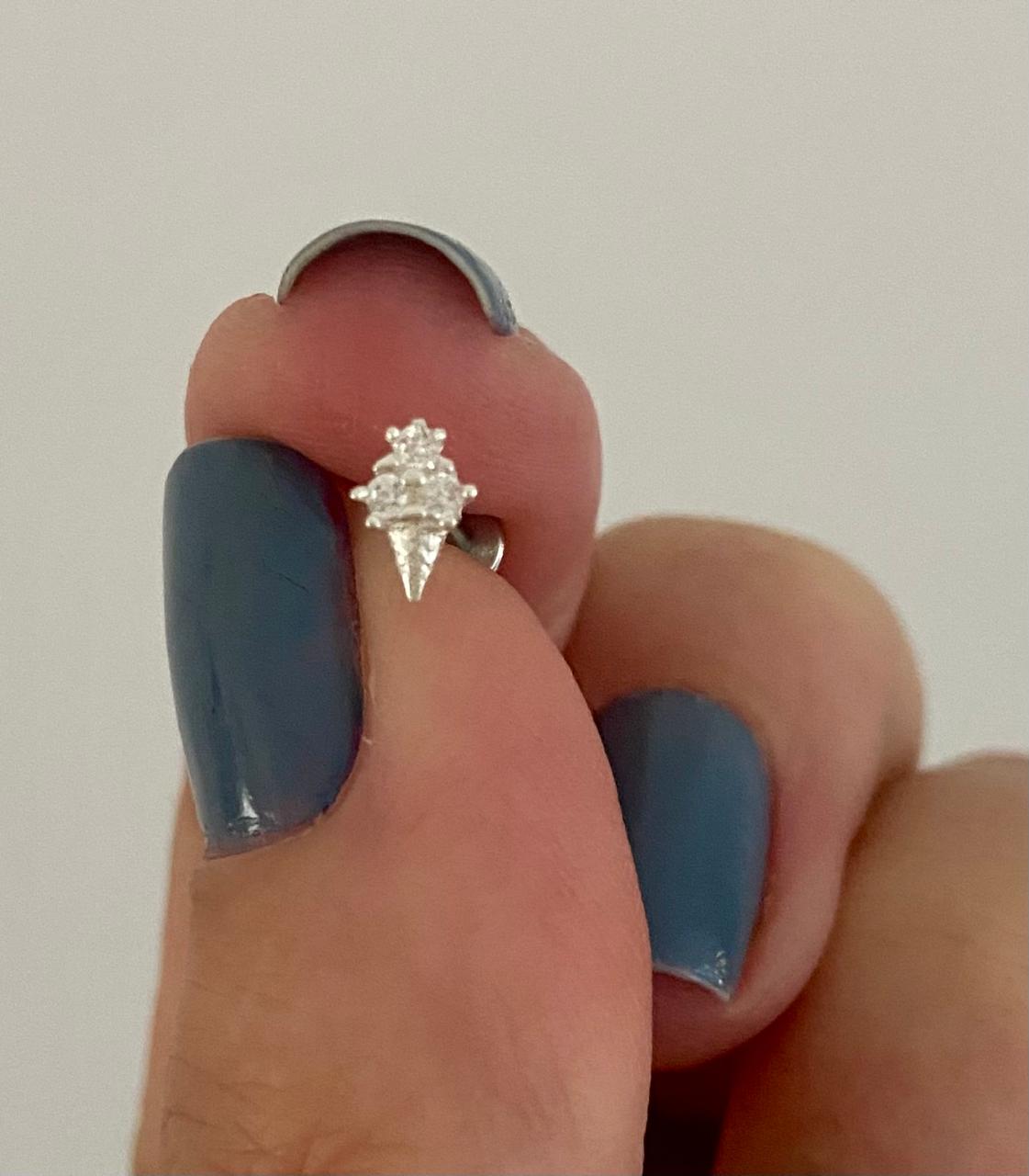 Piercing Labret Prata 925 Sorvete Zircônia