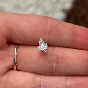 Piercing Folha cravejada Prata 925