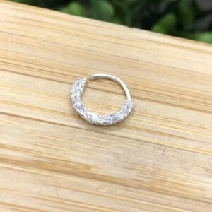 Piercing de prata 925 argola com pedra zirconia para septo