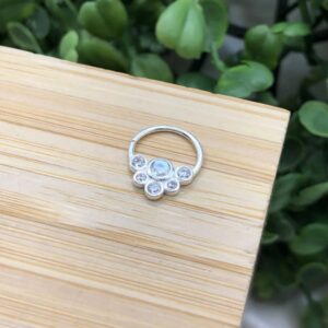 Piercing de prata 925 de furo septo argola com 6 pontos de luz