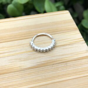 Piercing de prata 925 de furo argola cravejado