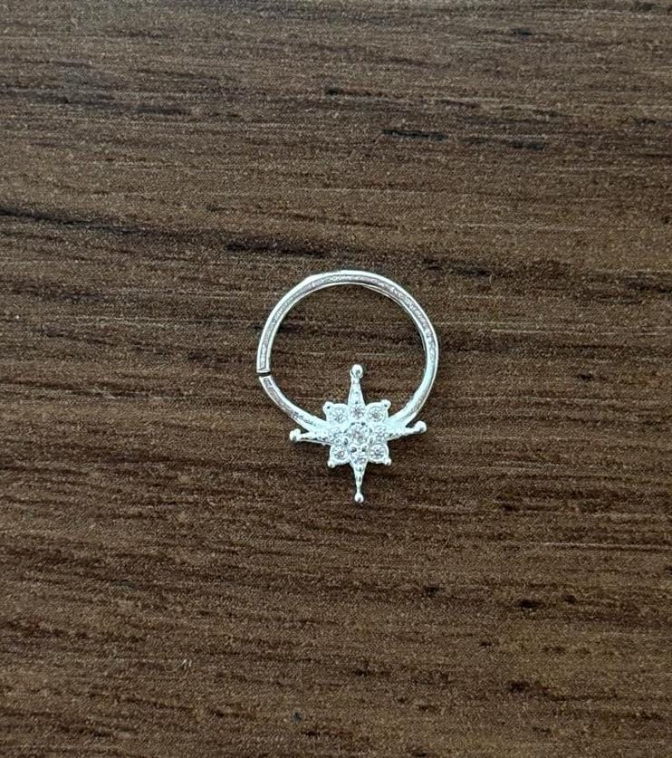 Piercing Para Furo 8mm Estrela Cravejado Prata 925 - Imagem 2